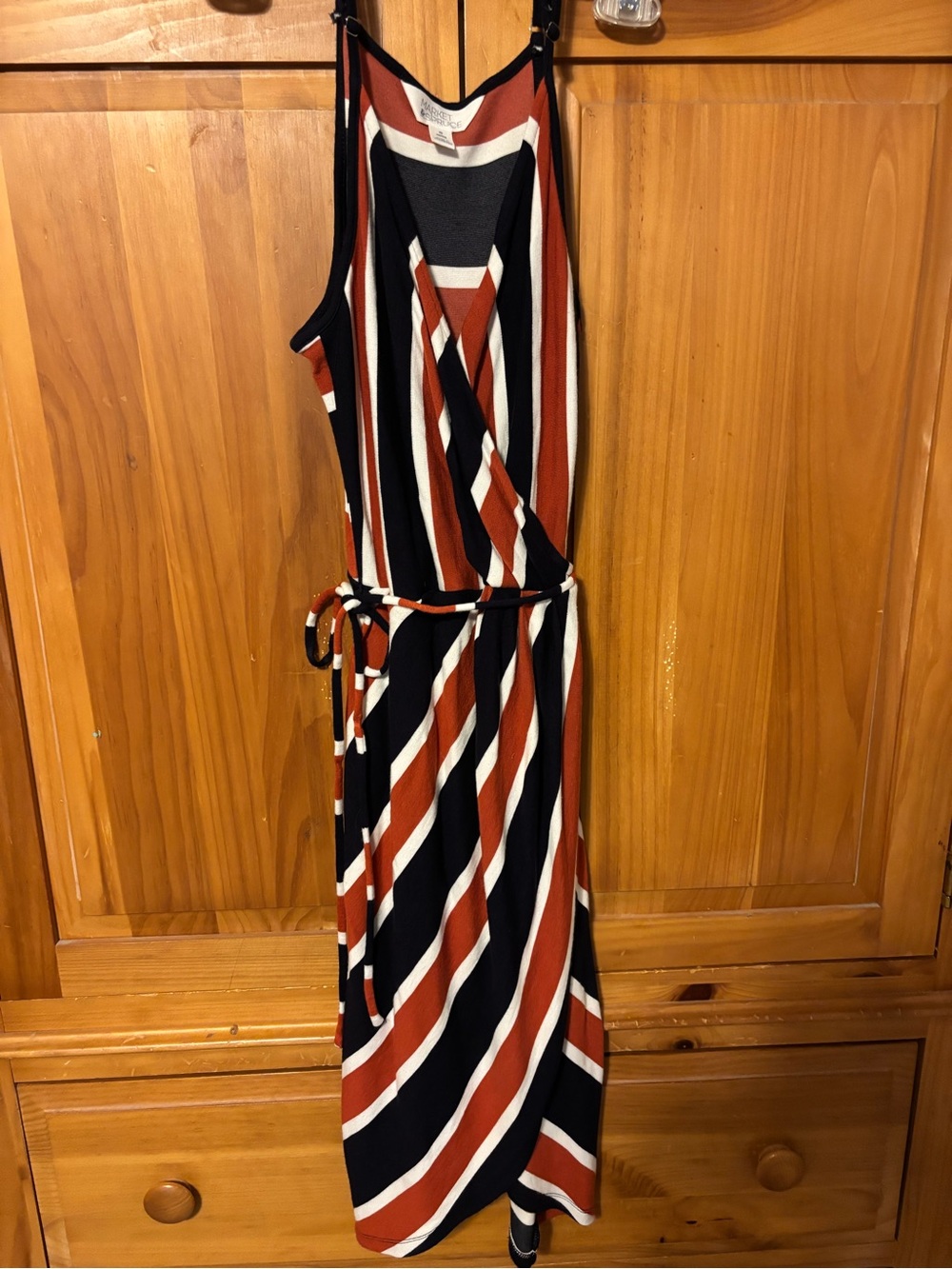 Market & Spruce Rust, Black & White Striped Sleeveless Mini Dress